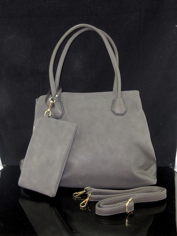 7-3029G PLAIN SOLID GRAY SET OF 2 TOTE BAG