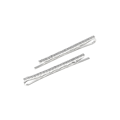 70012 SILVER THIN RHINESTONE 1 LINE BOBBY PIN