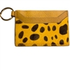 707  MUSTARD  CHEETAH COW HIDE CC HOLDER 100% GENUINE HAIR FRON ONLY WALLET