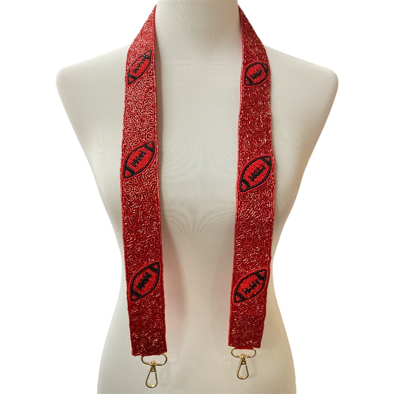 71-0023RB  RED BLACK  SEED BEAD BAG STRAP