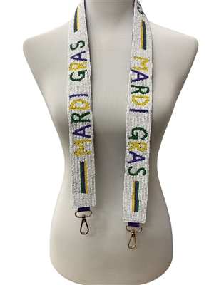 71-0048 MARDI GRAS SEED BEAD BAG STRAP