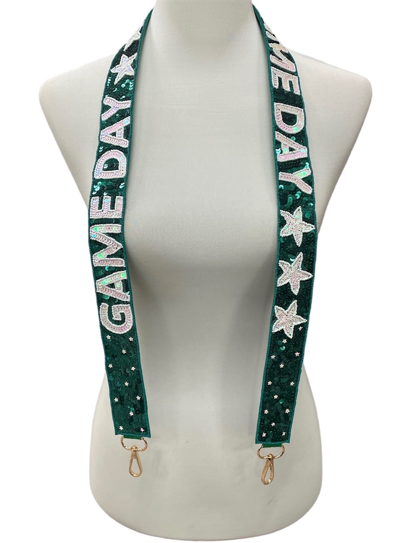71-0055 GREEN 'GAME DAY' SEQUIN BAG STRAP