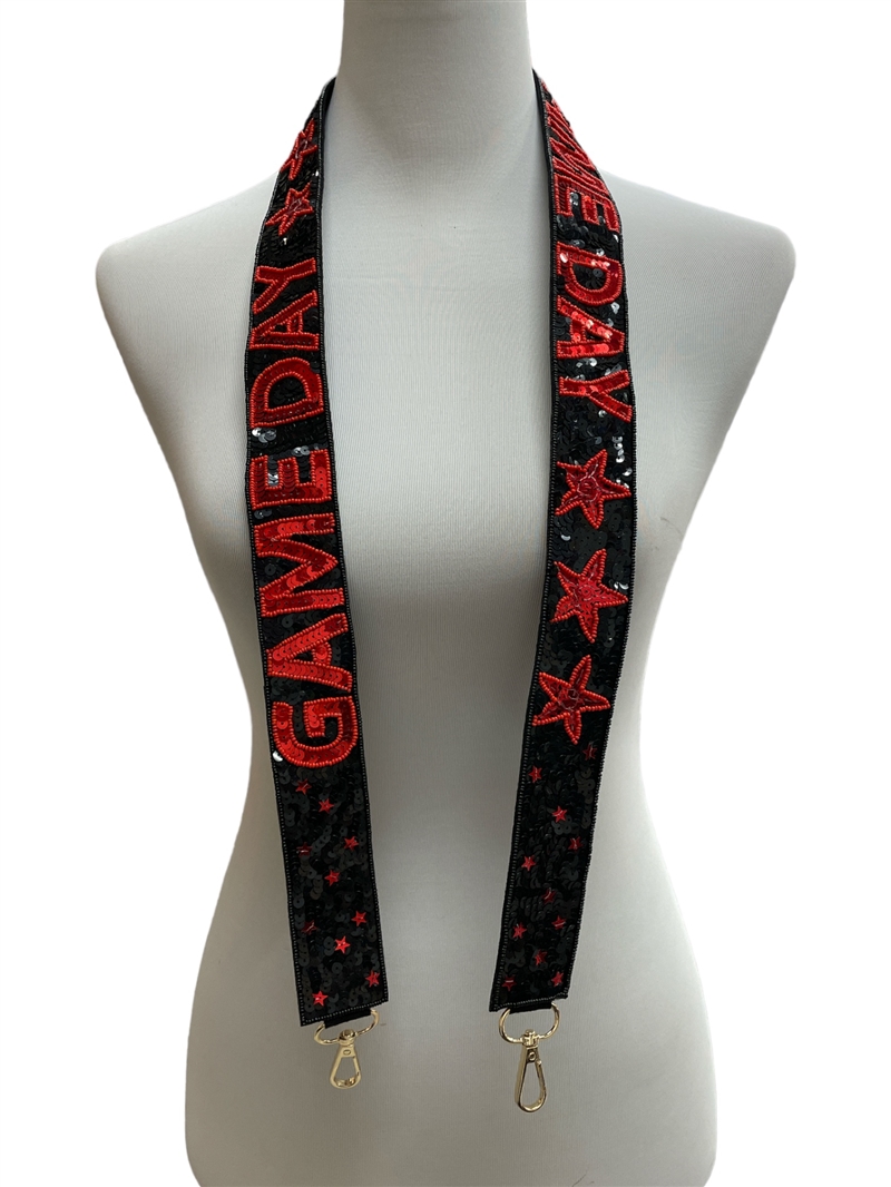 71-0055RB BLACK RED GAME DAY SEQUIN MULTI-USE PHONE HOLDER STRAP
