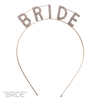 71525 GOLD 2 LINE CLEAR RHINESTONE "BRIDE" HEADBAND