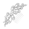 71573 SILVER RHINESTONE CENTERED FLOWER & WAVES HAIR COMB