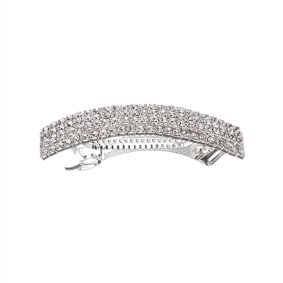 71730 SILVER RHINESTONE DOUBLE LAYER BARRETTE