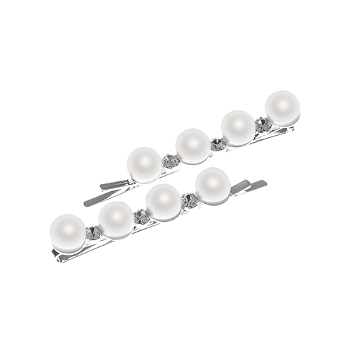 71771 PEARL RHINESTONE SILVER HAIR CLIPS