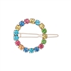 71828 MULTI COLOR RHINESTONE CIRCLE GOLD HAIR CLIP