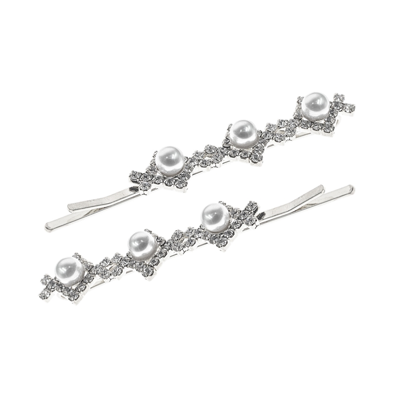 71855 RHINESTONE SQUARES WITH PEARL LG SILVER PIN