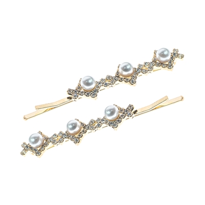 Crystal Pearl Hair Clip Sparkly Rhinestone Hair Clip Pin Gold Crystal Hair  Pins Clips Paved Flower Hair Barrette Bridal Headwear Decorative Pearl