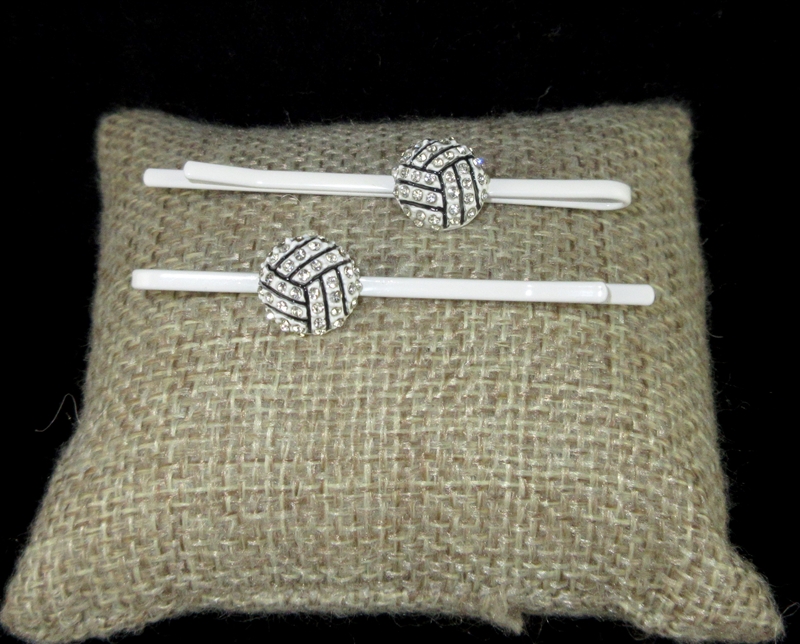 71901 RNINESTONE  "VOLLEYBALL" HAIR CLIPS