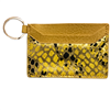 721 YELLOW SNAKE PRINT COW HIDE CC HOLDER 100% GENUINE HAIR FRON ONLY WALLET