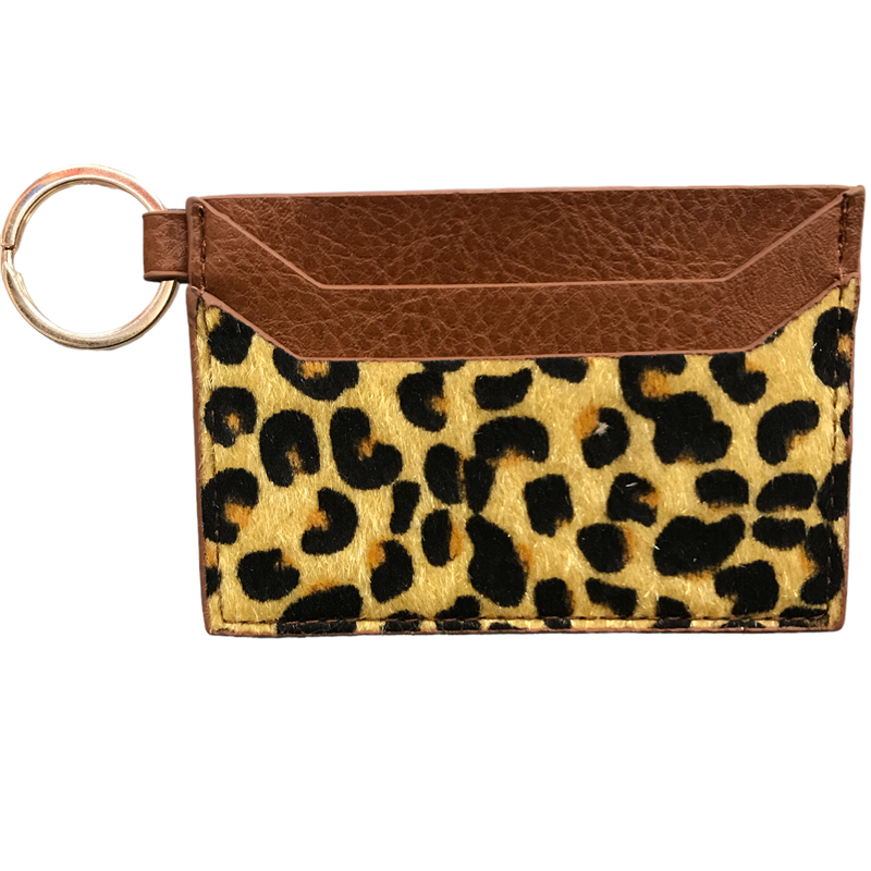 722 LEOPARD PRINT COW HIDE CC HOLDER 100% GENUINE HAIR FRON ONLY WALLET