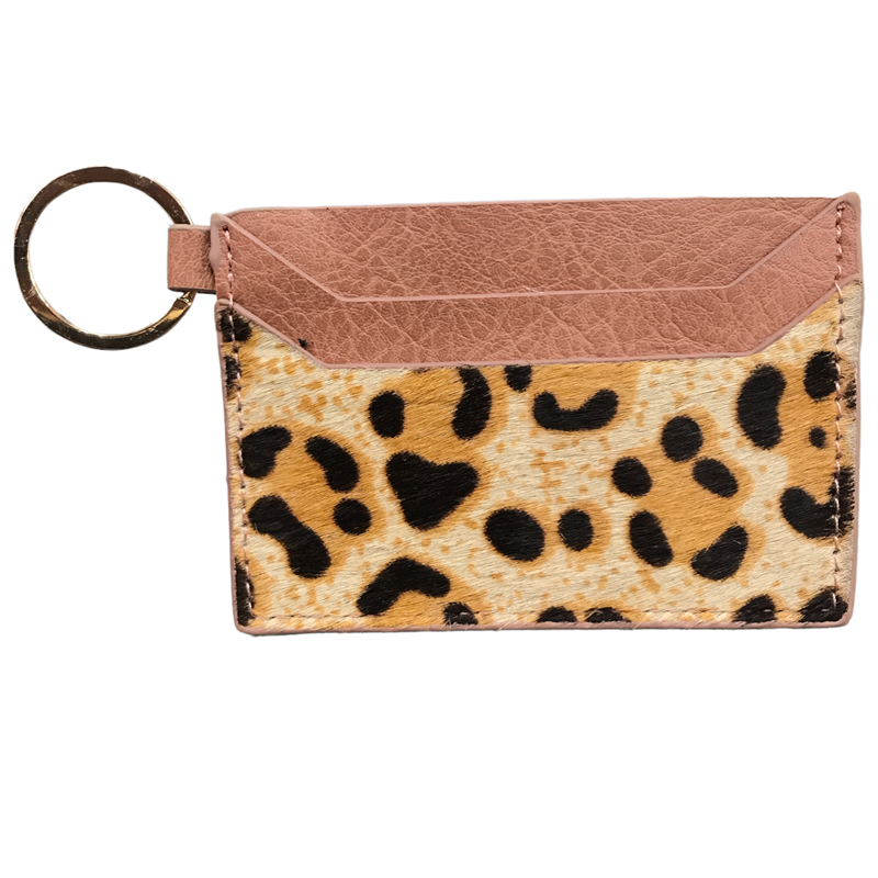 724 LEOPARD PRINT COW HIDE CC HOLDER 100% GENUINE HAIR FRON ONLY WALLET