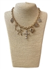 740 PEARLED & RHINESTONE GOLD CROSS NECKALCE