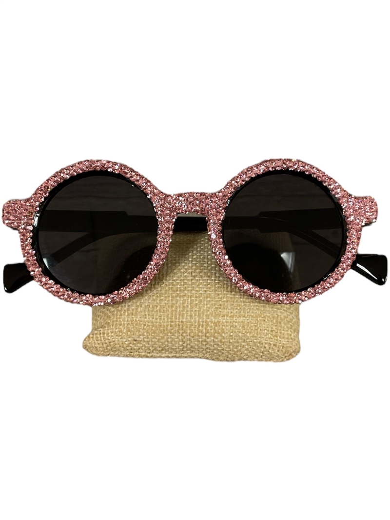 750E  RHINESTONE ROUND FRAME SUNGLASSES