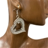 774F  SILVER RHINESTONE HEART EARRINGS