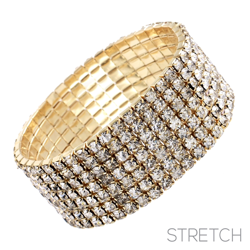 80593CR SEVEN ROW RHINESTONE STRETCH BRACELET