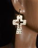 8227E HAMMERED CROSS CUT-OUT EARRINGS