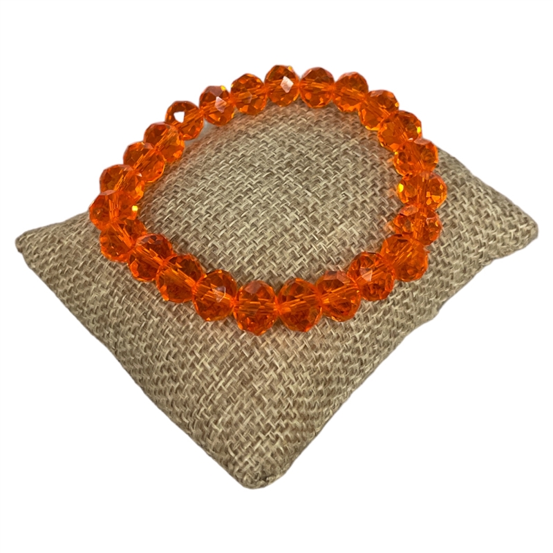 822OG  10MM CLEAR ORANGE CRYSTAL BRACELET