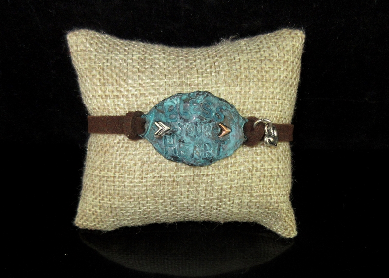 83182STO PATINA HAMMERED BLESS YOUR HEART TOGGLE BRACELET