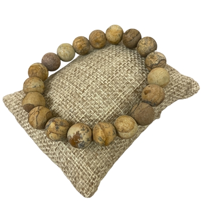 83187BR 10MM BROWN JASPER STONE BRACELET