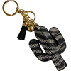 83317BD BLACK AND WHITE CACTUS RHINESTONE KEYCHAIN
