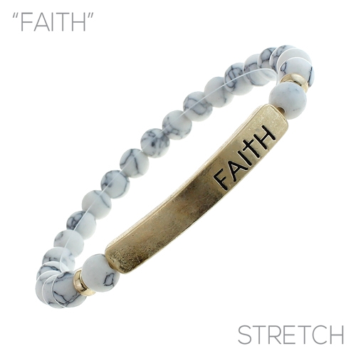 83396 WHITE "FAITH" SEMI-PRECIOUS STONE BRACELET