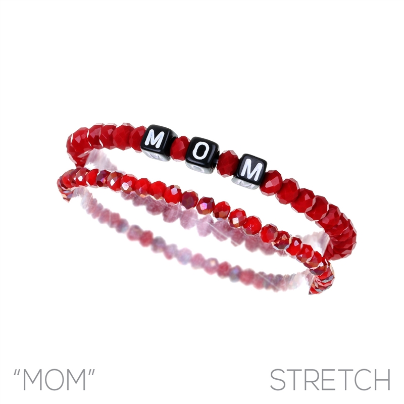 83478 BEADED STRETCH ''MOM'' BRACELET