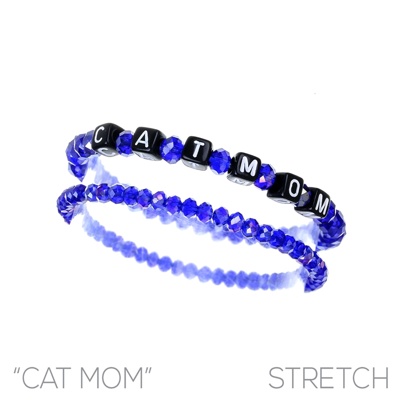 83483 BEADED STRETCH ''CAT MOM'' BRACELET