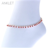 83539ALSI RED SEED BEAD DROP GOLD ANKLET