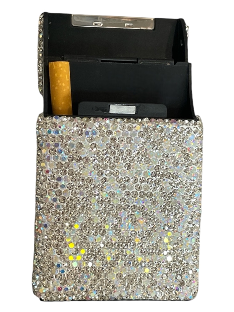 835SL SILVER RHINESTONE CIGARETTE CASE HOLDER