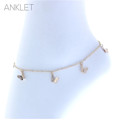 83890 GOLD BUTTERFLY CHARM ANKLET