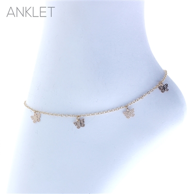 83891 GOLD FILIGREE BUTTERLY CHARM ANKLET