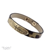 83909LC GOLD HAMMERED FAITH LEOPARD PRINT LEATHER BRACELET