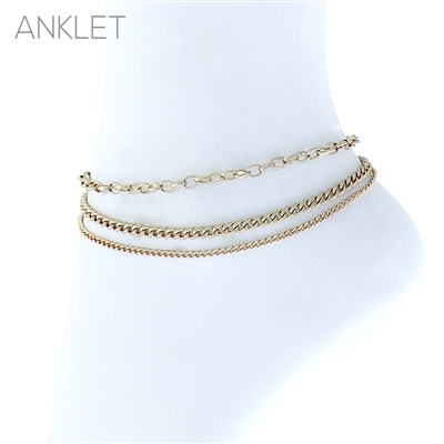 83951A HAMMERED 3 LAYER CHAIN LINK ANKLET