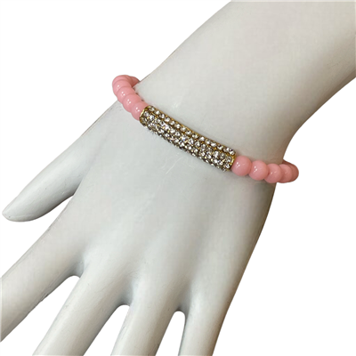 83971P  BEADED RHINESTONE BAR STRETCH BRACELET