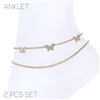 84130 GOLD RHINESTONE BUTTERFLY 2PCS ANKLETS