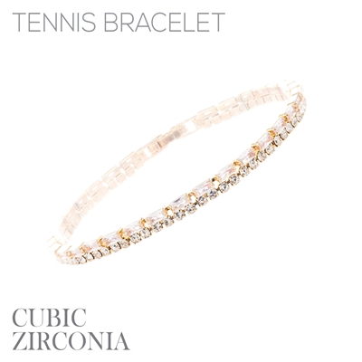 84276 2 LINE RHINESTONE CUBIC ZIRCONIA BRACELET