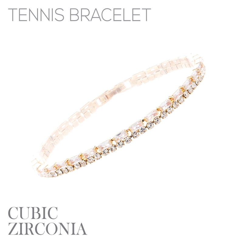 84276 2 LINE RHINESTONE CUBIC ZIRCONIA BRACELET