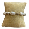 84437 PEARL BROWN FLORAL BEADED STRETCH BRACELET