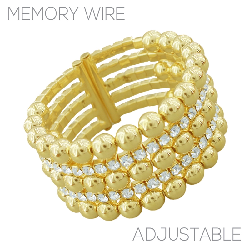 84508 CRYSTAL BALL 5LINE WIRE BRACELET