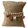 84532  FRUITS CHARMS PEARLS 3PC BRACELET
