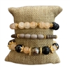 84558 SEMI PRECIOUS BLACK MULTI BEADED BRACELET SET