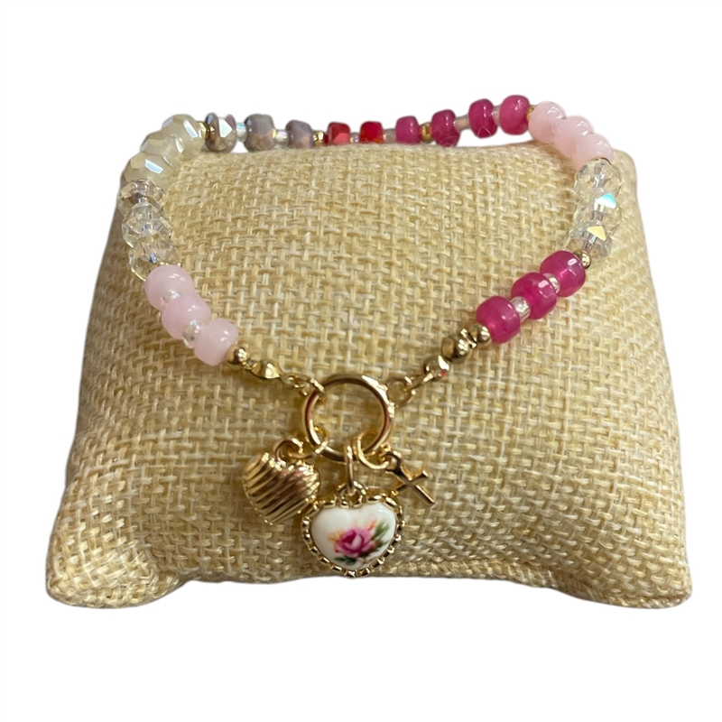84619  CRYSTAL MULTI HEART  BRACELET