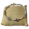 84658 SILVER MATTE SMALL CROSS & PEARL STRETCH BRACELET
