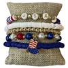 84662 MULTI BEADED USA 5 PIECE STRETCH BRACELET SET