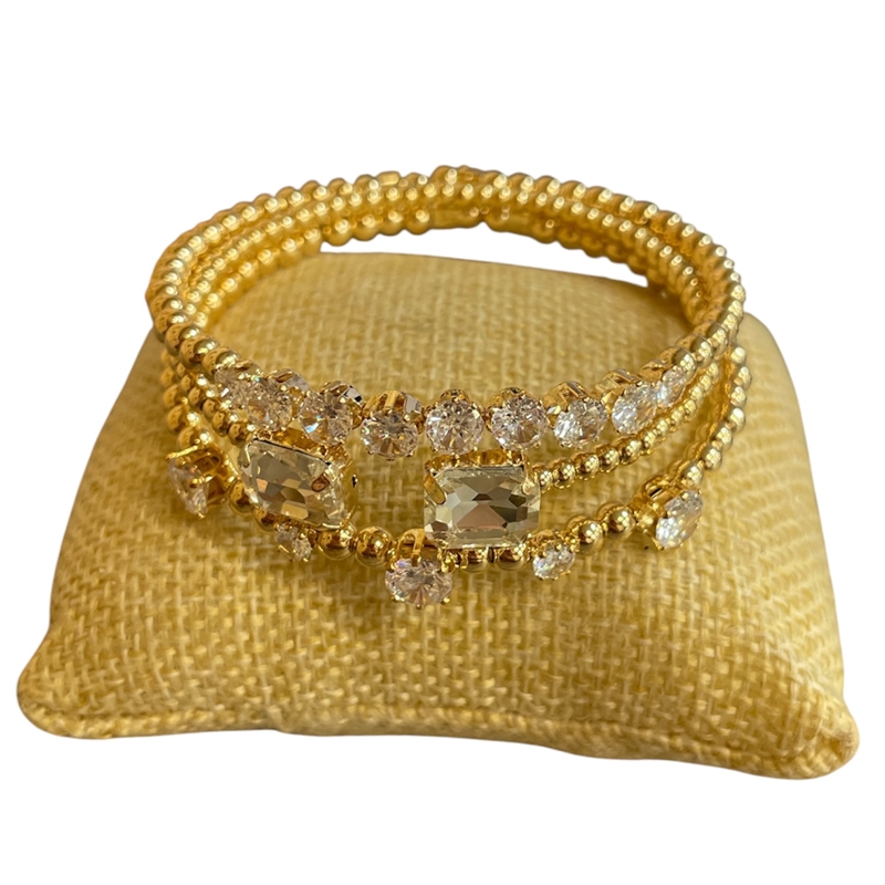 84672 MEMORY WIRE BEADED CRYSTAL BRACELET