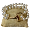 84684 GOLD CHARM DOUBLE PEARL BEADED STRETCH BRACELET