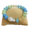 84692 ACRYLIC & PEARL MULTI BEADED STRETCH BRACELET